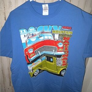 2015 NSRA Rocky Mountain Street Rod Nationals T-Shirt XL Gildan Blue Classic Car